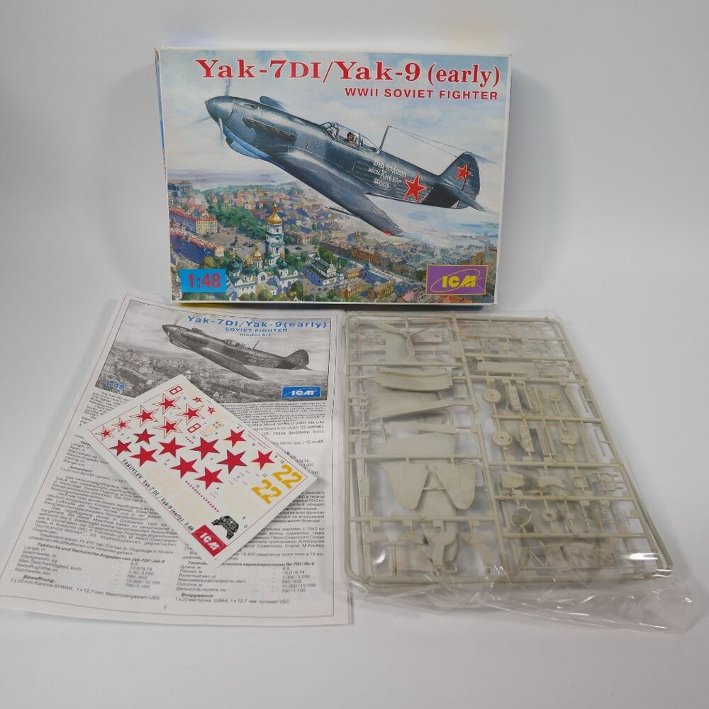 Yak-7DI/Yak-9 Early 1:48 WWII Soviet Fighter Plastic Scale Model Kit By ICM NIB - Picture 2 of 8